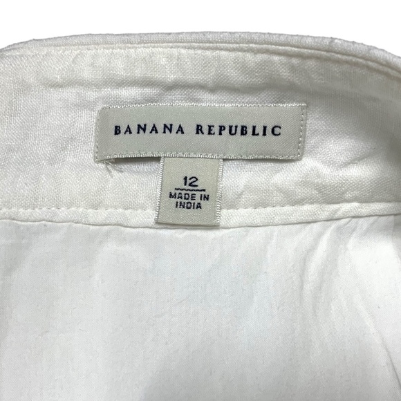 BANANA REPUBLIC 100% Linen White Mini Skirt Lined in 100% Cotton US Sz 12 - Picture 5 of 10